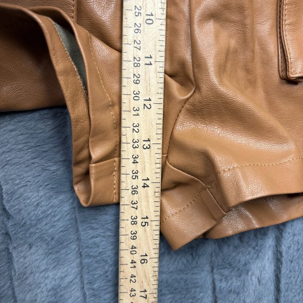 Le Lis Collection Brown Faux Leather Paperbag Waist Shorts MP3247 Small NWT